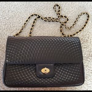 Authentic Bally Quilted Lamb Leather Golden Chain Leather Bag